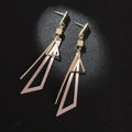Elegant Korean Style Alloy Hollow Triangle Pink Enamel Geometric Long Tassel Drop Stud Earrings view 4