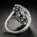 Exaggerated Palace Style Light Luxury Topaz Blue Sapphire Ring With Hollow Pattern Design view 4