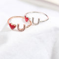 Korean Simple Heart Love Ring Colorfast Sweet Micro Paved Zircon Open Adjustable Finger Ring view 3