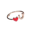 Korean Simple Heart Love Ring Colorfast Sweet Micro Paved Zircon Open Adjustable Finger Ring view 5