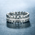 Vintage Double Row Hollow Star Zircon Copper Ring For Women, Trendy Statement Finger Jewelry view 2