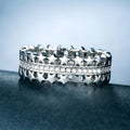 Vintage Double Row Hollow Star Zircon Copper Ring For Women, Trendy Statement Finger Jewelry view 3