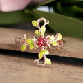 Creative Branch Wrapped Micro Pave Floral Ring For Women, Fashion Resin Copper Jewelry view 2