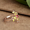 Creative Branch Wrapped Micro Pave Floral Ring For Women, Fashion Resin Copper Jewelry view 4