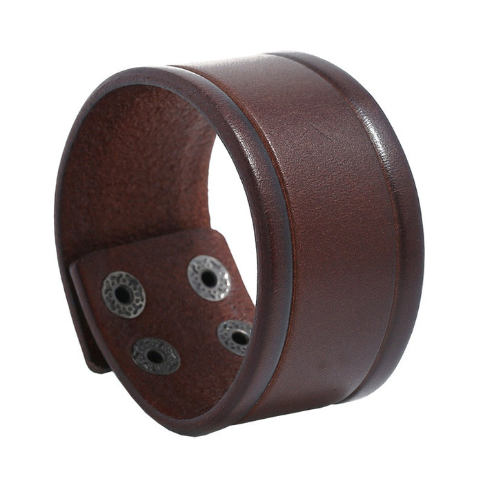 European American Vintage Cowhide Bracelet Creative Simple Men's Punk Genuine Leather Wristband