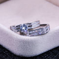 Luxury Full Zircon Square Copper Couple Rings For Women High End Wedding Band Jewelry view 4