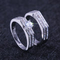 Luxury Full Zircon Square Copper Couple Rings For Women High End Wedding Band Jewelry view 3