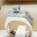 Luxury Full Zircon Square Copper Couple Rings For Women High End Wedding Band Jewelry view 6