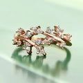Rose Gold Copper Branch Intertwined Creative Ring With Micro Pave Zircon Jewelry Accessory view 4