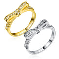 Fashion Bowknot Full Diamond Micro Pave Zircon Women Ring Copper Jewelry view 1