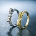 Fashion Bowknot Full Diamond Micro Pave Zircon Women Ring Copper Jewelry view 2