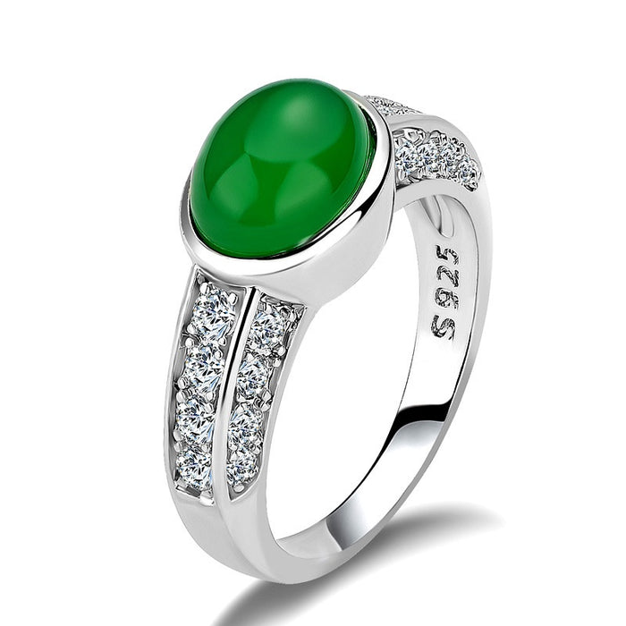 Vintage Emerald Gemstone Ring For Women Micro Pave Zircon Copper Jewelry