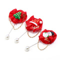 Cute Santa Claus Fabric Brooch With Straight Pearl Bar Sweater Accessory Unisex Pin view 2