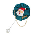 Cute Santa Claus Fabric Brooch With Straight Pearl Bar Sweater Accessory Unisex Pin view 4