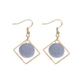 Korean Style Multicolor Fluffy Pom Pom Ball Geometric Diamond Alloy Dangle Drop Fashion Earrings view 4