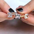 Classic Rose Gold Plated Princess Ring With Square Zircon, Fashion Women's Jewelry view 2