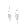 Elegant European American Fashion Alloy Teardrop Long Tassel Fringe Statement Drop Earrings view 5