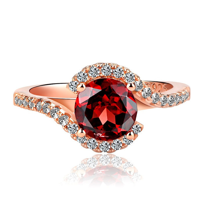 Rose Gold Plated Copper Women's Engagement Ring With Micro Pave Zircon Fashion Jewelry