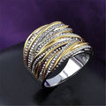 Vintage Double Gold Textured Unisex Ring, Fashion Oversized Statement Finger Jewelry view 2