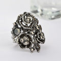 Vintage Hollow Relief Rose Flower Ring Anniversary Celebration Women's Finger Ring Accessory view 2