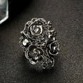 Vintage Hollow Relief Rose Flower Ring Anniversary Celebration Women's Finger Ring Accessory view 3