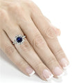 Fashion Hollow Flower Women's Ring With Inlaid Blue Cubic Zirconia Cross Border Hand Jewelry view 5