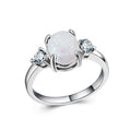 Copper Oval Opal Women's Ring With Micro Pave Zircon Simple Fashion Jewelry view 2