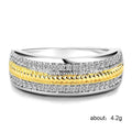 Exquisite Two Tone Full Zircon Copper Ring For Women, Christmas Gift Fashion Jewelry view 5