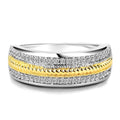 Exquisite Two Tone Full Zircon Copper Ring For Women, Christmas Gift Fashion Jewelry view 1