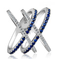 Creative Cross X Shape Ring Fully Paved With Blue Zircon Stones Fashion Women's Party Jewelry view 5