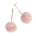 Korean Sweet Candy Color Faux Fur Pom Pom Rhinestone Alloy Chain Long Drop Stud Earrings view 5