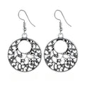 Vintage Ethnic Silver Alloy Hollow Filigree Round Drop Hook Bohemian Women's Statement Earrings view 1