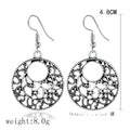 Vintage Ethnic Silver Alloy Hollow Filigree Round Drop Hook Bohemian Women's Statement Earrings view 4