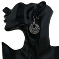 Vintage Ethnic Silver Alloy Hollow Filigree Round Drop Hook Bohemian Women's Statement Earrings view 3