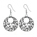 Vintage Ethnic Silver Alloy Hollow Filigree Round Drop Hook Bohemian Women's Statement Earrings view 5