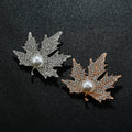 Korean Full Rhinestone Maple Leaf Brooch, Unisex Sweater Coat Pin Fashion Accessory view 2