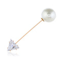 Korean Geometric Brooch, Rhinestone Round Triangle Bar Pearl Accessory For Men And Women view 5