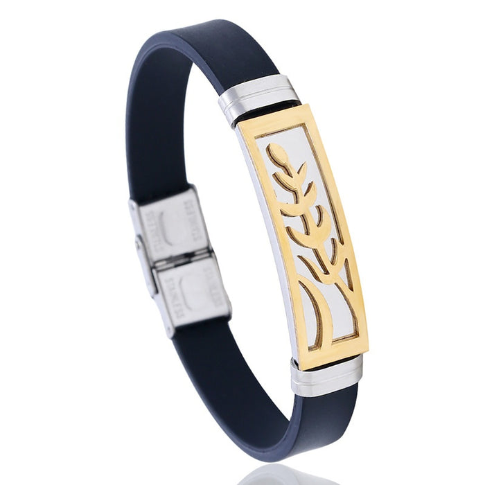 European American Men's Titanium Steel Stainless Steel Silicone Bracelet, Simple Accessory