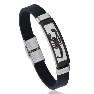 Korean Style Men's Silicone Stainless Steel Bracelet, Rock Scorpion Titanium Steel Bangle