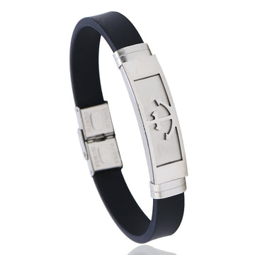 2019 New Men's Stainless Steel Silicone Bracelet, Simple Fashion Titanium Steel Gift Bangle
