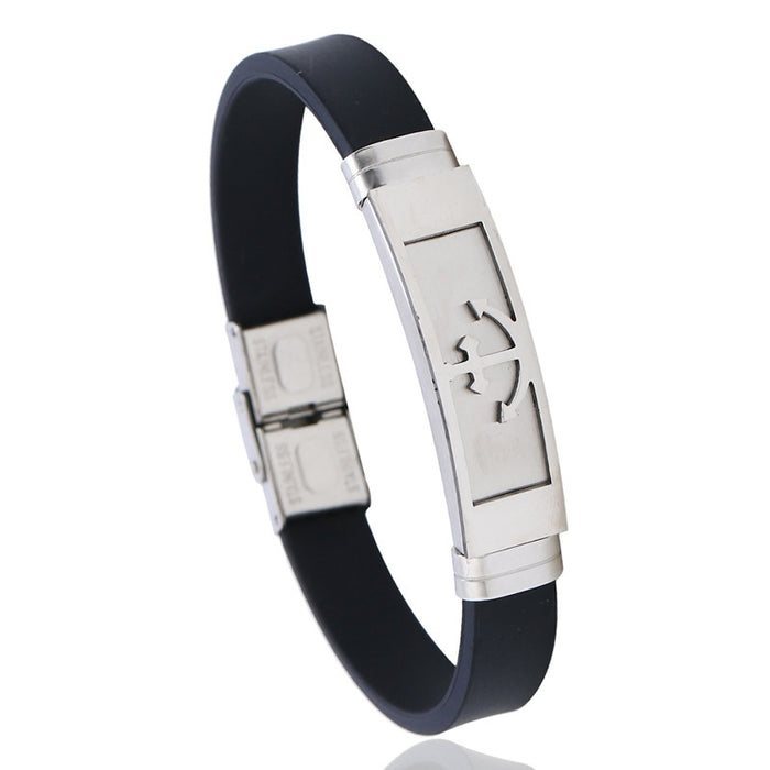 2019 New Men's Stainless Steel Silicone Bracelet, Simple Fashion Titanium Steel Gift Bangle