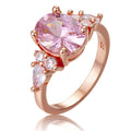 New Pink Crystal Princess Ring Oval Simulated Diamond Engagement Ring For Women view 1