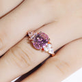 New Pink Crystal Princess Ring Oval Simulated Diamond Engagement Ring For Women view 4