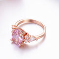 New Pink Crystal Princess Ring Oval Simulated Diamond Engagement Ring For Women view 3