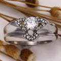 Creative Heart Shape Simulated Diamond Ring For Women, European Couple Engagement Jewelry view 2