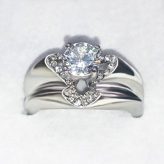 Creative Heart Shape Simulated Diamond Ring For Women, European Couple Engagement Jewelry