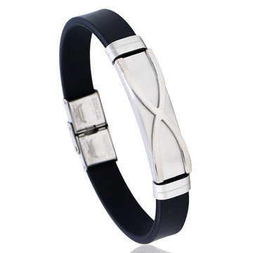 2019 New European Style Silicone Bangle Bracelet Fashion Stainless Steel Mens Wristband