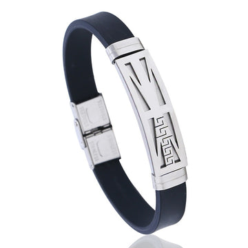 Trendy Mens Stainless Steel Silicone Bracelet Creative Fashion Bangle Gift Accessory