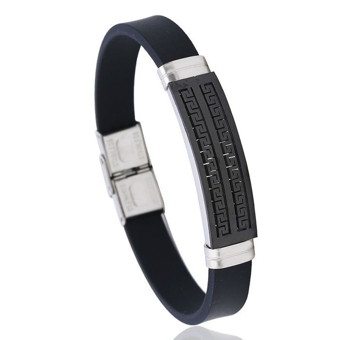 Cross Border Stainless Steel Silicone Bracelet For Men Fashion Accessory Gift