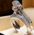 Full Rhinestone Eight Hearts Eight Arrows Simulated Diamond Women's Engagement Ring Set view 2